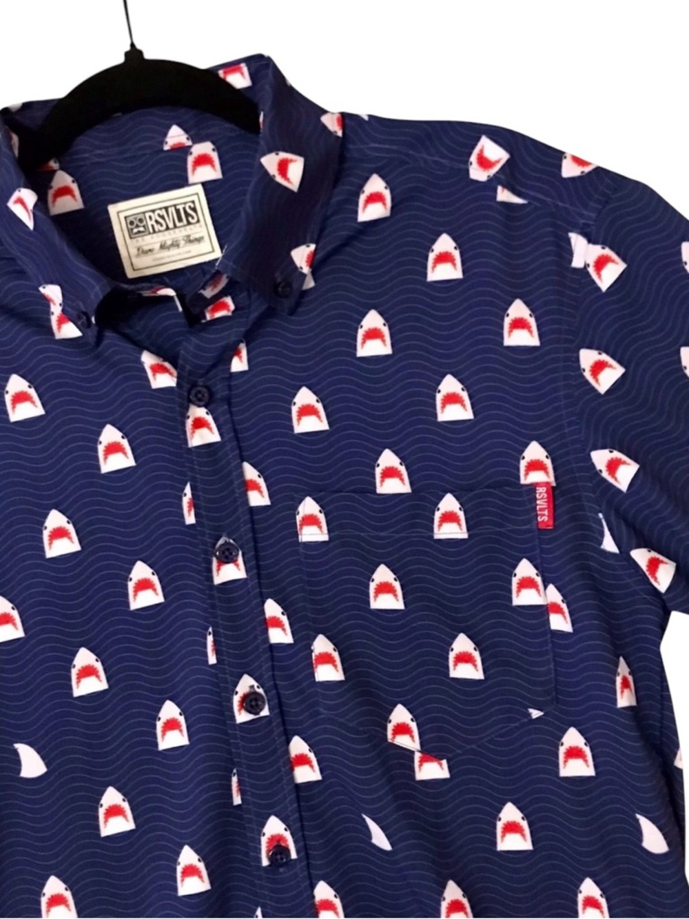 JAWS RSVLTS Blue Shark Print Men's Shirt